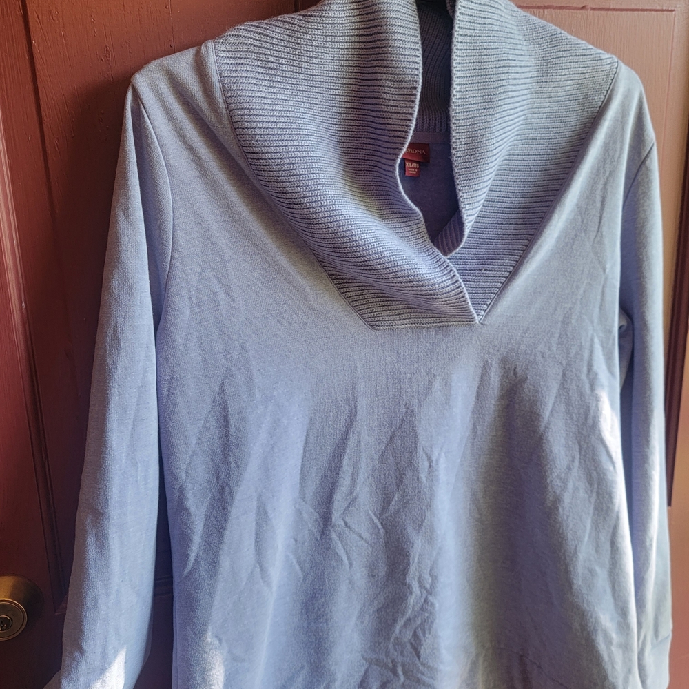Blue Cowl Neck Sweater
